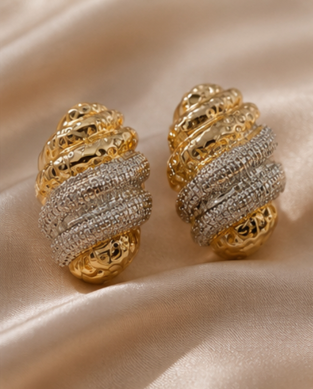 Earrings-Dual-Tone Textured