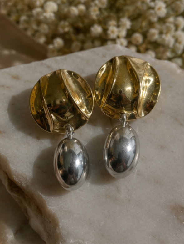 Earrings-gold and silver